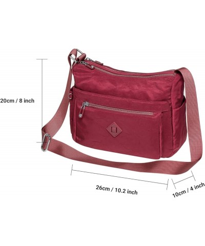 Women Crossbody Bag Handbag Lightweight Shoulder Purse Nylon Multi Pocket Crossbody Bag Ladies Travel Handbag 1513-red $11.76...