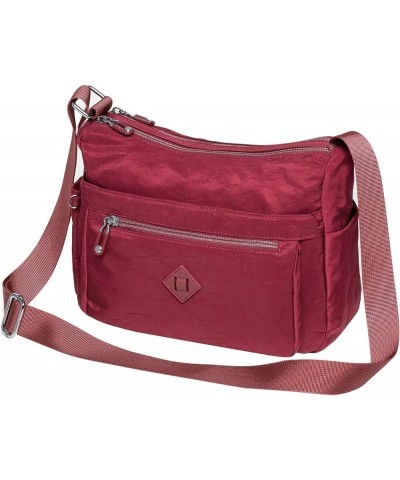 Women Crossbody Bag Handbag Lightweight Shoulder Purse Nylon Multi Pocket Crossbody Bag Ladies Travel Handbag 1513-red $11.76...