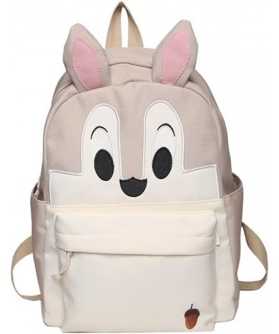 Cartoon Backpack Big Capacity Aesthetic Cute Squirrel Fox Ears Kawaii Y2k Bag (DarkBrown) Lightbrown $17.99 Backpacks