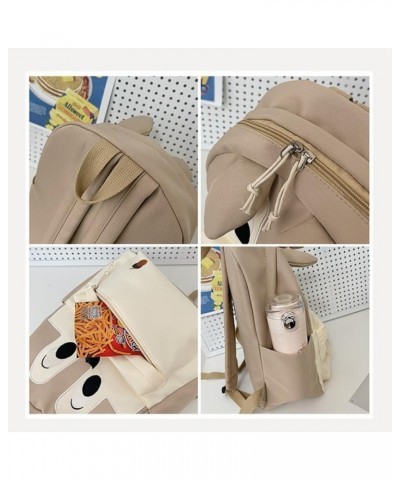 Cartoon Backpack Big Capacity Aesthetic Cute Squirrel Fox Ears Kawaii Y2k Bag (DarkBrown) Lightbrown $17.99 Backpacks