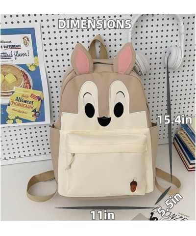 Cartoon Backpack Big Capacity Aesthetic Cute Squirrel Fox Ears Kawaii Y2k Bag (DarkBrown) Lightbrown $17.99 Backpacks