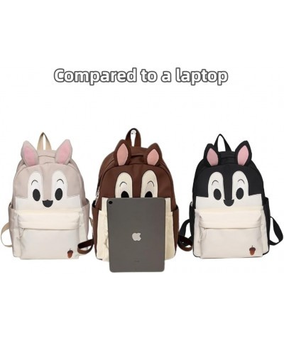 Cartoon Backpack Big Capacity Aesthetic Cute Squirrel Fox Ears Kawaii Y2k Bag (DarkBrown) Lightbrown $17.99 Backpacks