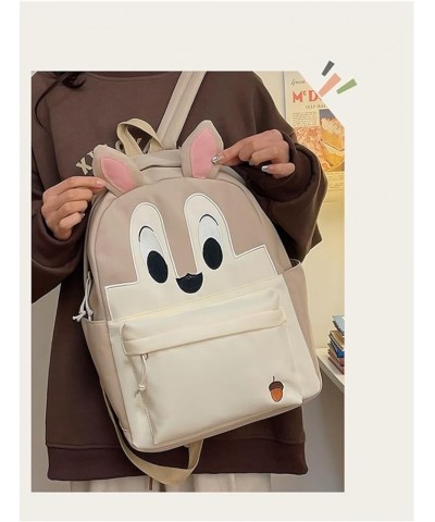 Cartoon Backpack Big Capacity Aesthetic Cute Squirrel Fox Ears Kawaii Y2k Bag (DarkBrown) Lightbrown $17.99 Backpacks