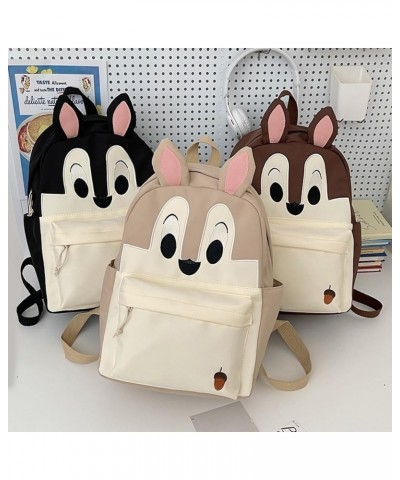 Cartoon Backpack Big Capacity Aesthetic Cute Squirrel Fox Ears Kawaii Y2k Bag (DarkBrown) Lightbrown $17.99 Backpacks