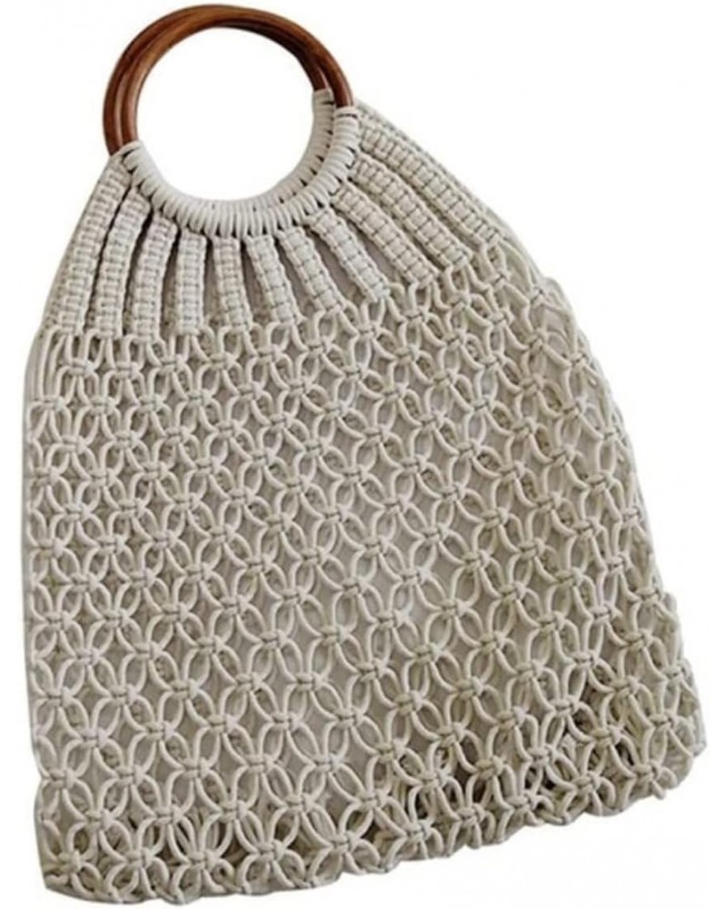 Straw Bag Summer Straw Beach Bag Cotton Woven Handbag Summer Women Rattan Handle Beach Bag Woven Straw Bags Women (Color : On...