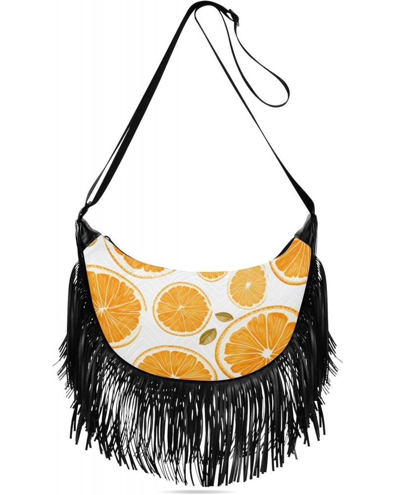 Oranges Slices Tassel Crossbody Handbags for Women Ample Capacity Shoulder Bag with Adjustable Strap Durable Shoulder Purse f...