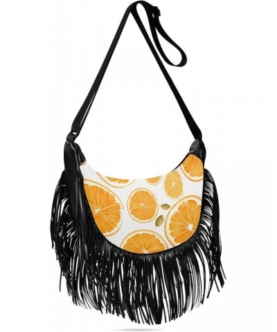 Oranges Slices Tassel Crossbody Handbags for Women Ample Capacity Shoulder Bag with Adjustable Strap Durable Shoulder Purse f...