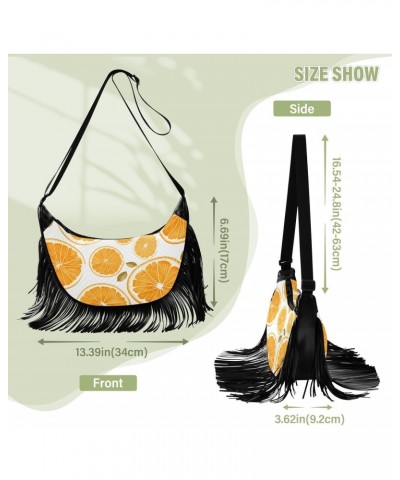 Oranges Slices Tassel Crossbody Handbags for Women Ample Capacity Shoulder Bag with Adjustable Strap Durable Shoulder Purse f...