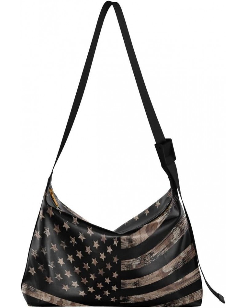 American Flag Desert Camouflage Women's Leather Hobo Handbag Shoulder Bag Crossbody Casual Large Tote Bag Purse $17.48 Totes