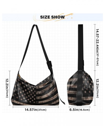 American Flag Desert Camouflage Women's Leather Hobo Handbag Shoulder Bag Crossbody Casual Large Tote Bag Purse $17.48 Totes