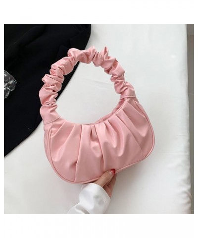 2023 NEW Handbag Crescent Bag Tote Bag Versatile Pleated Bags Ruched Cellphone Bag for Girl Trendy Bag Lady Purse Pink $14.35...