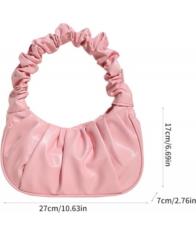 2023 NEW Handbag Crescent Bag Tote Bag Versatile Pleated Bags Ruched Cellphone Bag for Girl Trendy Bag Lady Purse Pink $14.35...