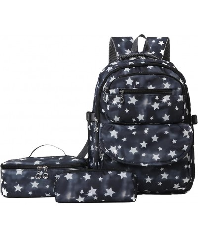 3pcs Kawaii bkpk set for Women star Y2K bkpk Cute Bkpk Y2K Trendy Athetic bkpk for travel casl Black $10.35 Backpacks