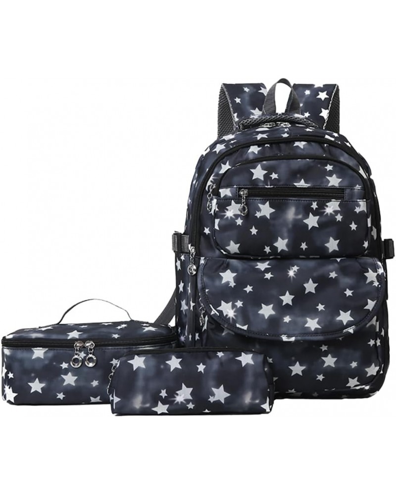 3pcs Kawaii bkpk set for Women star Y2K bkpk Cute Bkpk Y2K Trendy Athetic bkpk for travel casl Black $10.35 Backpacks