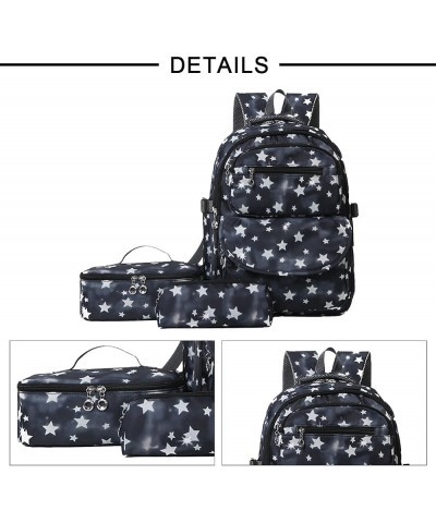 3pcs Kawaii bkpk set for Women star Y2K bkpk Cute Bkpk Y2K Trendy Athetic bkpk for travel casl Black $10.35 Backpacks