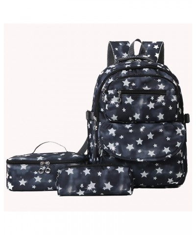 3pcs Kawaii bkpk set for Women star Y2K bkpk Cute Bkpk Y2K Trendy Athetic bkpk for travel casl Black $10.35 Backpacks