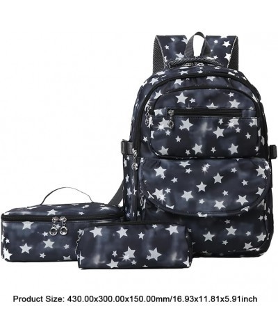 3pcs Kawaii bkpk set for Women star Y2K bkpk Cute Bkpk Y2K Trendy Athetic bkpk for travel casl Black $10.35 Backpacks