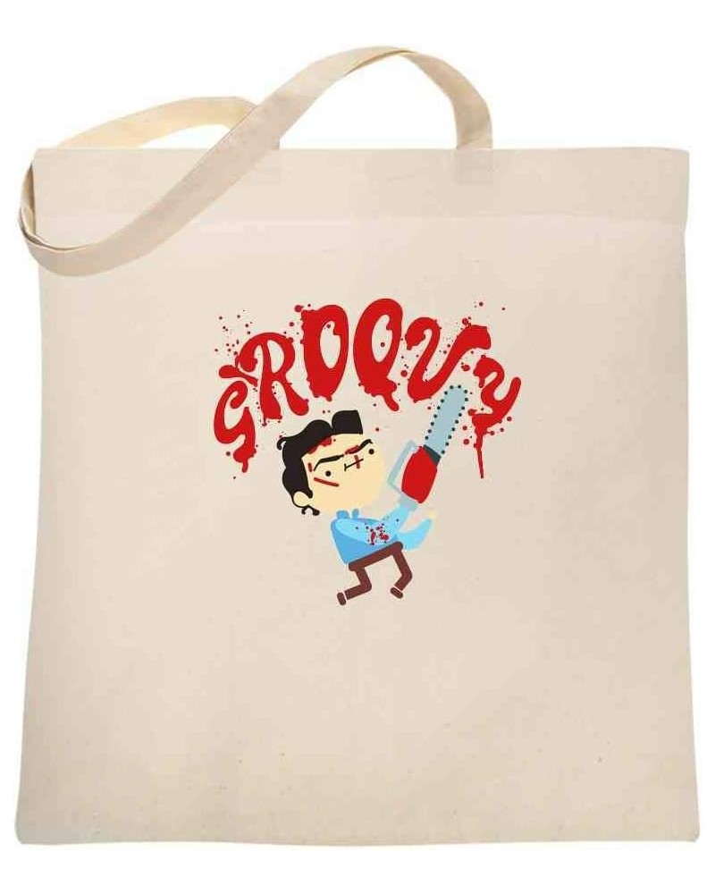 Groovy Ash Cute Funny Horror Cartoon Canvas Tote Bag Natural $12.53 Totes