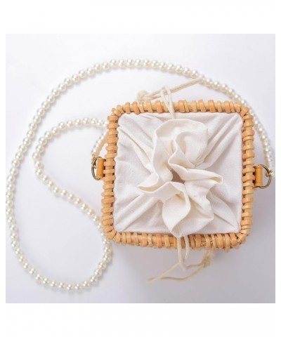 Wicker Purse Handbag Round Crossbody Bag For Women Summer Beach Straw Phone Tote Square $12.96 Totes