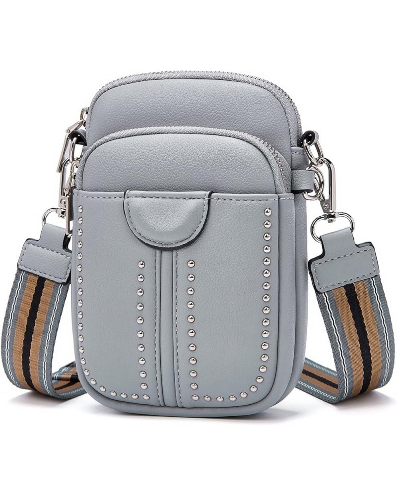 Crossbody Cell Phone Purse - Small Multifunctional Phone Bag Leather Cell Phone Wallet Purse Handbag for Women Light Grey $7....