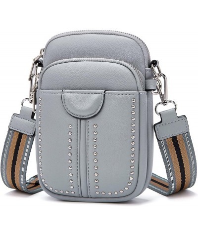 Crossbody Cell Phone Purse - Small Multifunctional Phone Bag Leather Cell Phone Wallet Purse Handbag for Women Light Grey $7....