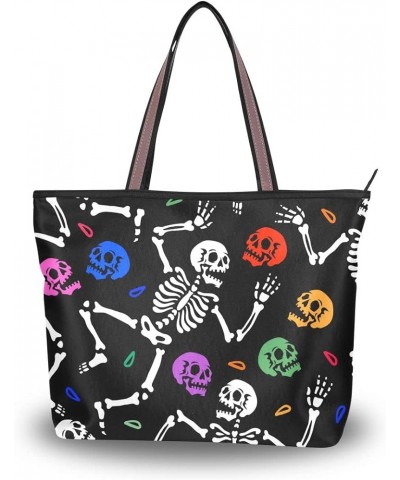 Tropical Flamingo Women Fashion Handbags Wallet Tote Bag Shoulder Bag Tote Top Handle Skeletons Dancing Party $9.90 Totes