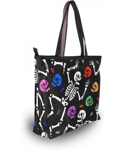 Tropical Flamingo Women Fashion Handbags Wallet Tote Bag Shoulder Bag Tote Top Handle Skeletons Dancing Party $9.90 Totes