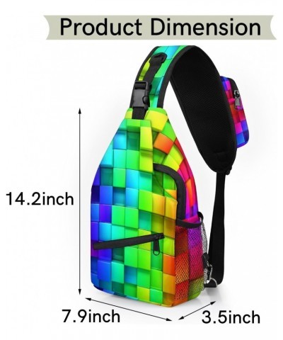 Rainbow Box Pattern Sling Crossbody Bag for Women Men, Sling Backpack Travel Hiking Casual Daypack Chest Bag Purse Shoulder B...