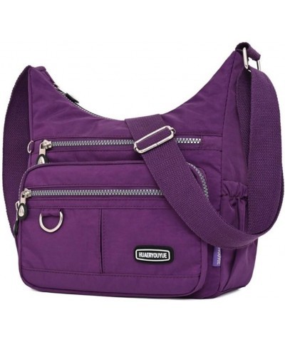 Crossbody Bag for Women Multi Pocket Shoulder Handbags Purse Waterproof Nylon Messenger Bag Ladies Travel Bag Purple $15.40 S...