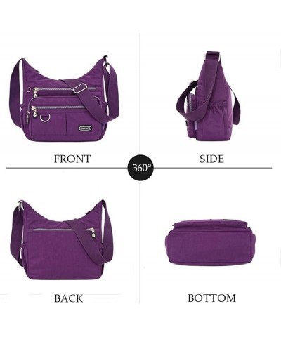 Crossbody Bag for Women Multi Pocket Shoulder Handbags Purse Waterproof Nylon Messenger Bag Ladies Travel Bag Purple $15.40 S...