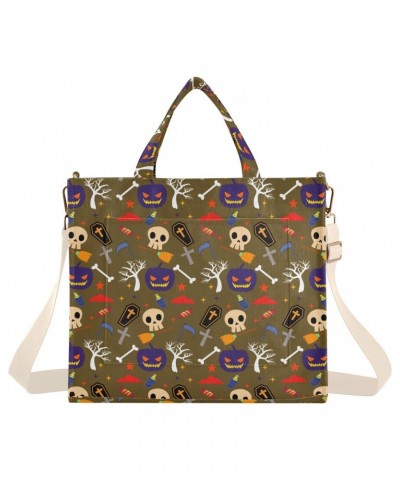 Halloween Background Corduroy Tote Versatile Shoulder Bag for Women with Zipper Magnetic Clasp，S $17.10 Totes