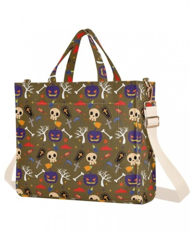 Halloween Background Corduroy Tote Versatile Shoulder Bag for Women with Zipper Magnetic Clasp，S $17.10 Totes