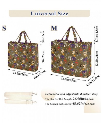 Halloween Background Corduroy Tote Versatile Shoulder Bag for Women with Zipper Magnetic Clasp，S $17.10 Totes