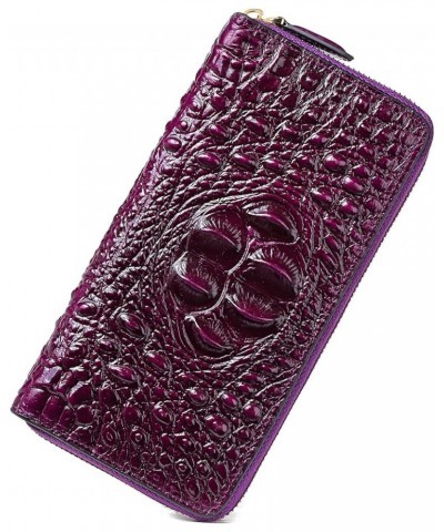 Women Leather Wallet RFID Designer crocodile Large Capacity Credit Cards Holder Organizer Phone Clutch (Wine) Purple $35.72 W...