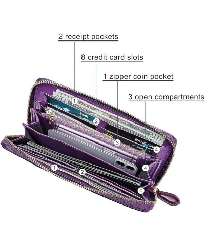 Women Leather Wallet RFID Designer crocodile Large Capacity Credit Cards Holder Organizer Phone Clutch (Wine) Purple $35.72 W...