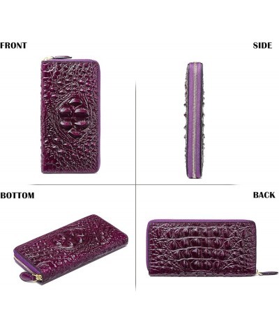 Women Leather Wallet RFID Designer crocodile Large Capacity Credit Cards Holder Organizer Phone Clutch (Wine) Purple $35.72 W...