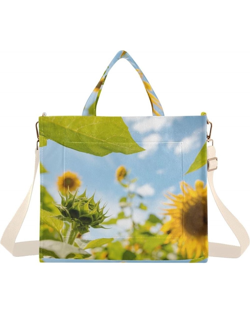 Sunflower Against Sunny Sky Series Women's Tote Handbags Top Handle Satchel Shoulder Bag Crossbody Bag S $19.46 Totes