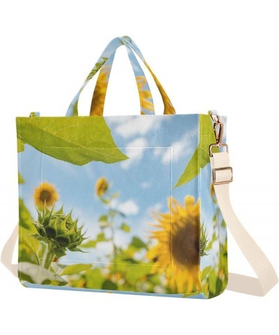 Sunflower Against Sunny Sky Series Women's Tote Handbags Top Handle Satchel Shoulder Bag Crossbody Bag S $19.46 Totes