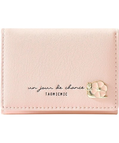 Note 8 Phone Case Wallet Women Folding Wallet Fashion Flower Student Tri Fold Short Clip Wallet (Beige, One Size) Pink One Si...