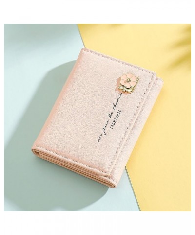 Note 8 Phone Case Wallet Women Folding Wallet Fashion Flower Student Tri Fold Short Clip Wallet (Beige, One Size) Pink One Si...