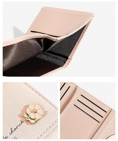 Note 8 Phone Case Wallet Women Folding Wallet Fashion Flower Student Tri Fold Short Clip Wallet (Beige, One Size) Pink One Si...