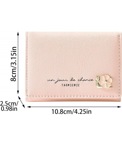 Note 8 Phone Case Wallet Women Folding Wallet Fashion Flower Student Tri Fold Short Clip Wallet (Beige, One Size) Pink One Si...