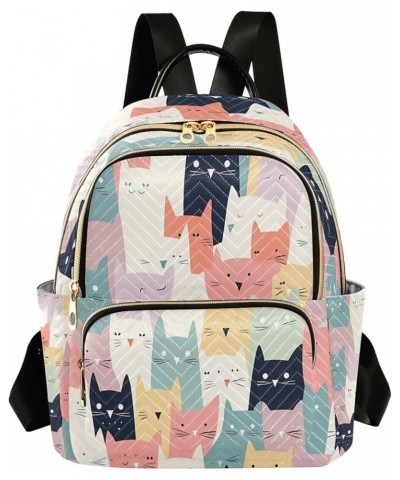 Blue Pink Cat Kitten Women Backpack Purse Ladies Fashion Shoulder Bag Daypack Travel Bag 10L Small $14.70 Backpacks