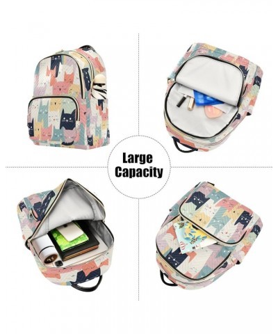 Blue Pink Cat Kitten Women Backpack Purse Ladies Fashion Shoulder Bag Daypack Travel Bag 10L Small $14.70 Backpacks