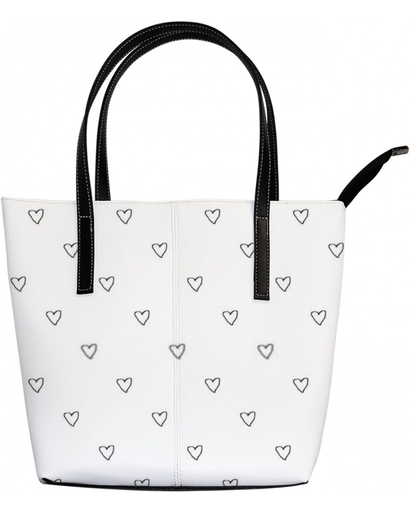 Fashionable women's handbag tote bag, Doodle Heartprinted shoulder bag is light and durable $25.99 Shoulder Bags