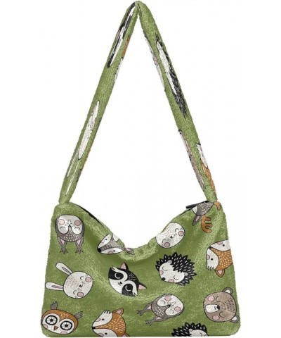 Sloth Animal Cute Single Shoulder Purses, Fur Tote Crossbody Hobo Handbag Cute Wild Animals $11.12 Hobo Bags