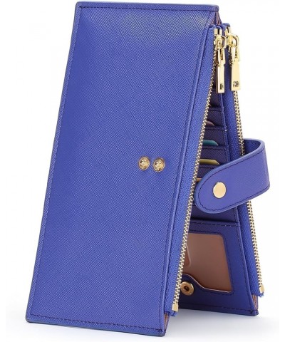 Womens Walllet RFID Blocking Bifold Credit Card Holder with 2 Zipper Pockets Yellow A12-Royal Blue $10.44 Wallets