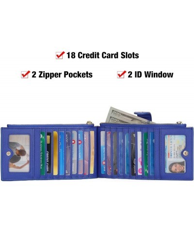 Womens Walllet RFID Blocking Bifold Credit Card Holder with 2 Zipper Pockets Yellow A12-Royal Blue $10.44 Wallets