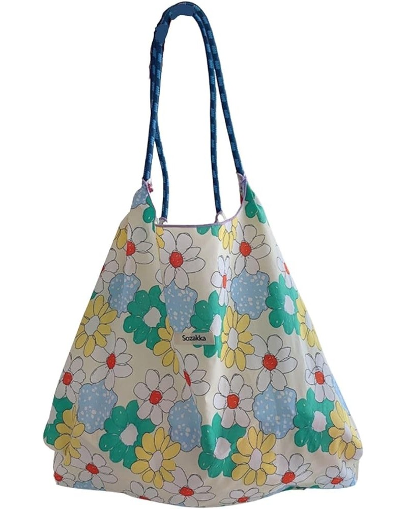 Summer Large-Capacity Hand-Carried Shoulder Bag, Drawstring Shopping Bag, Fresh Floral Tote Bag, Underarm Bag Style5 $10.59 T...