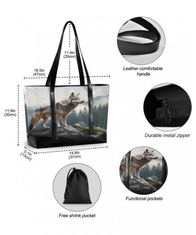 Wolf Tote Bag for Women Big Capacity Shoulder Bag Fashion Shoulder Handbag Hobo Bags for Office Travel Gift $20.64 Totes